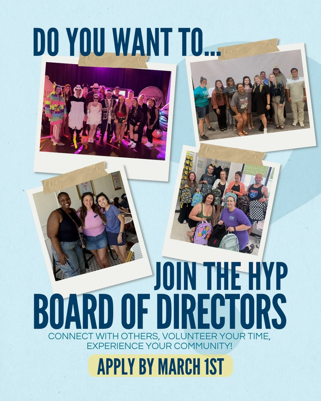 Applications are OPEN! Joining the board is a great way to meet new people, serve the community, and plan fun events for Huntsville YPs. If you have any questions feel free to send us a DM! 

You can apply at the link in bio!