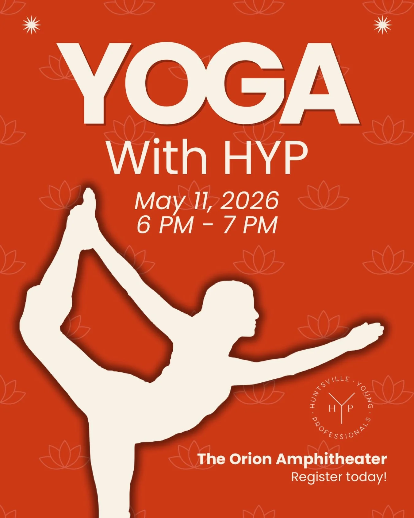 Huntsville Yoga Week is here, and Huntsville Young Professionals is taking over the city&rsquo;s most iconic stage! Join us for a sunset session at The Orion Amphitheater for a community practice that&rsquo;s all about good vibes and better company.
