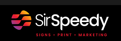 SirSpeedy logo with a circular graphic and the company name, indicating signs, print, and marketing services