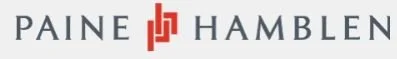 Paine Hamblen law firm logo with stylized letters and name in black and red
