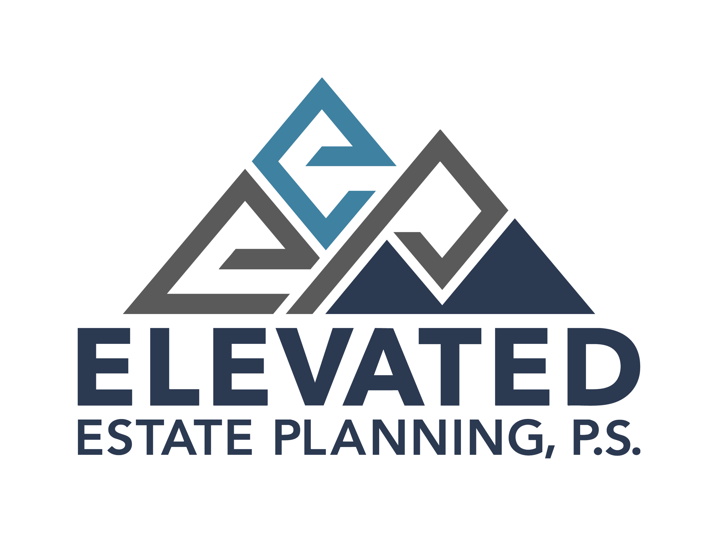 Logo for Elevated State Planning, featuring mountain peaks and the company name in dark and light blue text.
