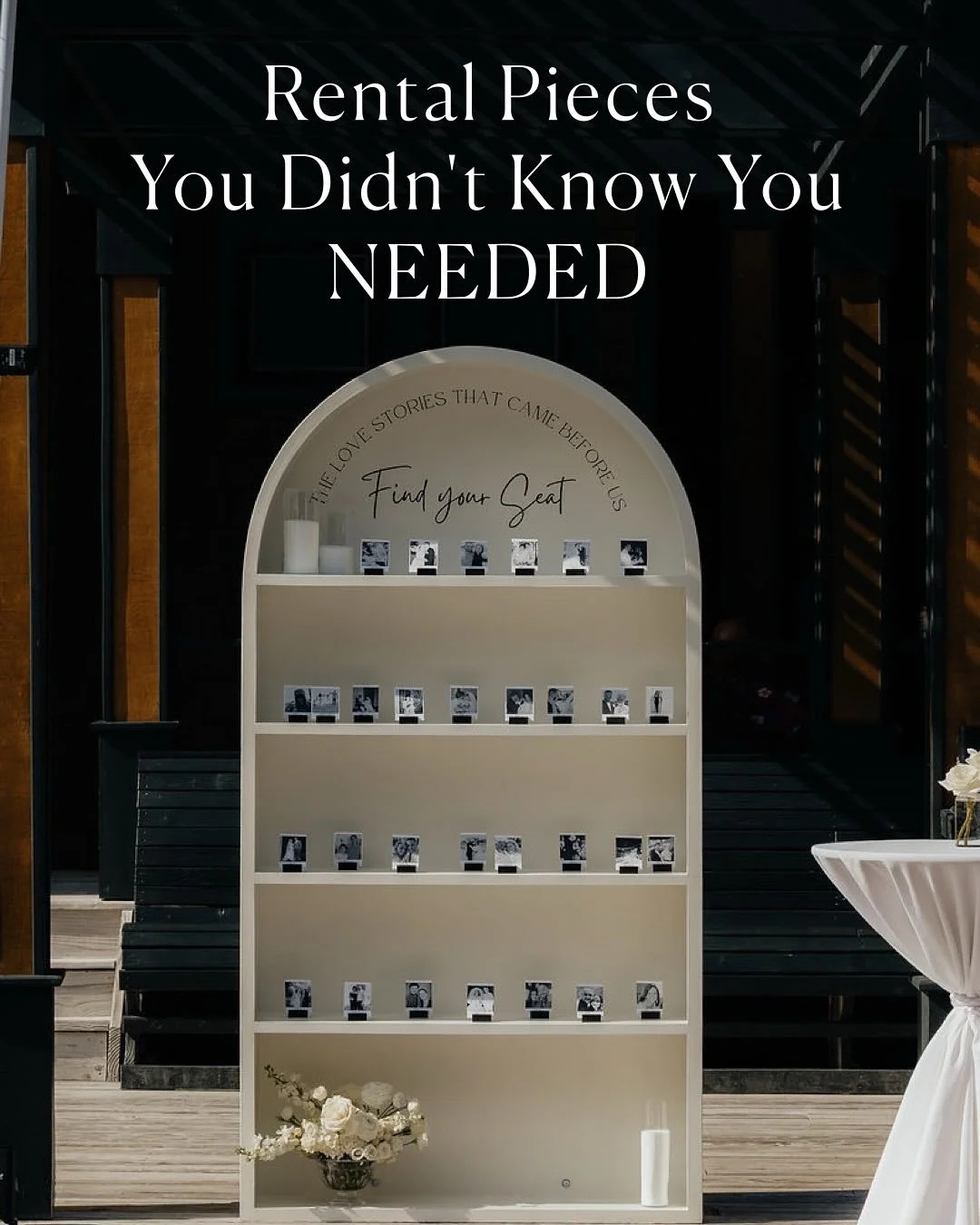 Essentials that MAKE the moments. Big or small. It&rsquo;s all in the details. 

Essential #1: Statement shelving that delivers impact. Not just for storage, Shelving can deliver the wow moment and show off your seating chart, desserts, glassware, bo