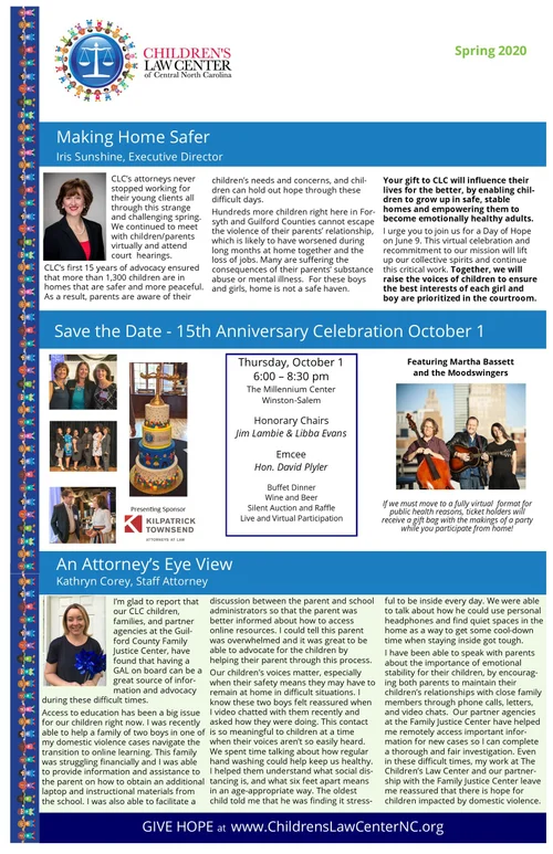 Spring ‘20 Newsletter — Children's Law Center of Central North Carolina