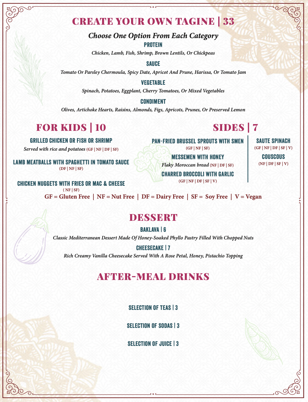 Wildwood Menu — Tara Kitchen