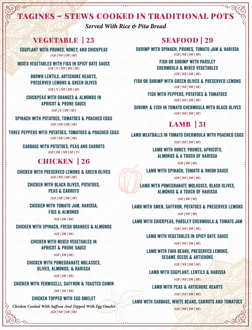 Wildwood Menu — Tara Kitchen