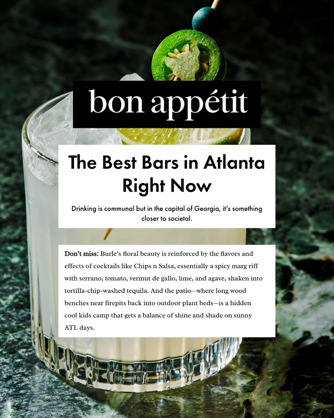 Thank you @bonappetit and @mikejordanatl for the thoughtful words about our little oasis and downstairs sister shop, @thevictorianatlanta. Creating a space for good drinks and good conversation nestled in lush greenery has been the goal from the begi