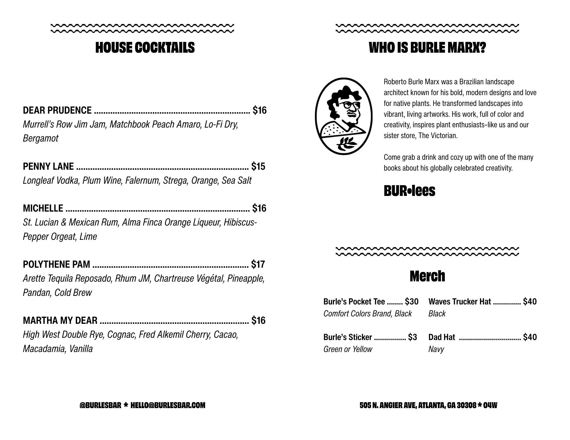 Menu | Discover Our Menus — Reserve Your Spot Today — Burle's Bar
