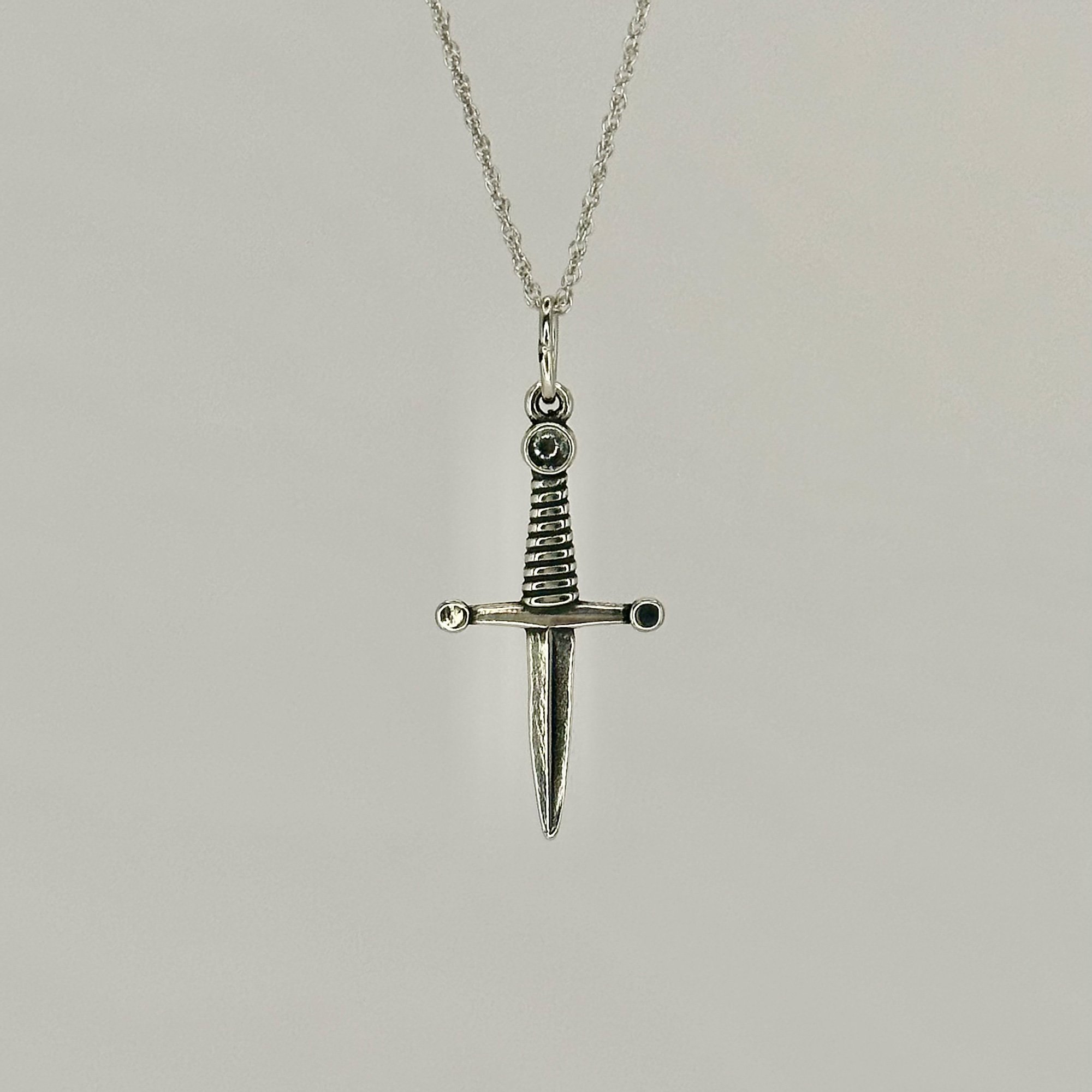Sterling Silver Men's Engravable Dagger Necklace | Jewlr