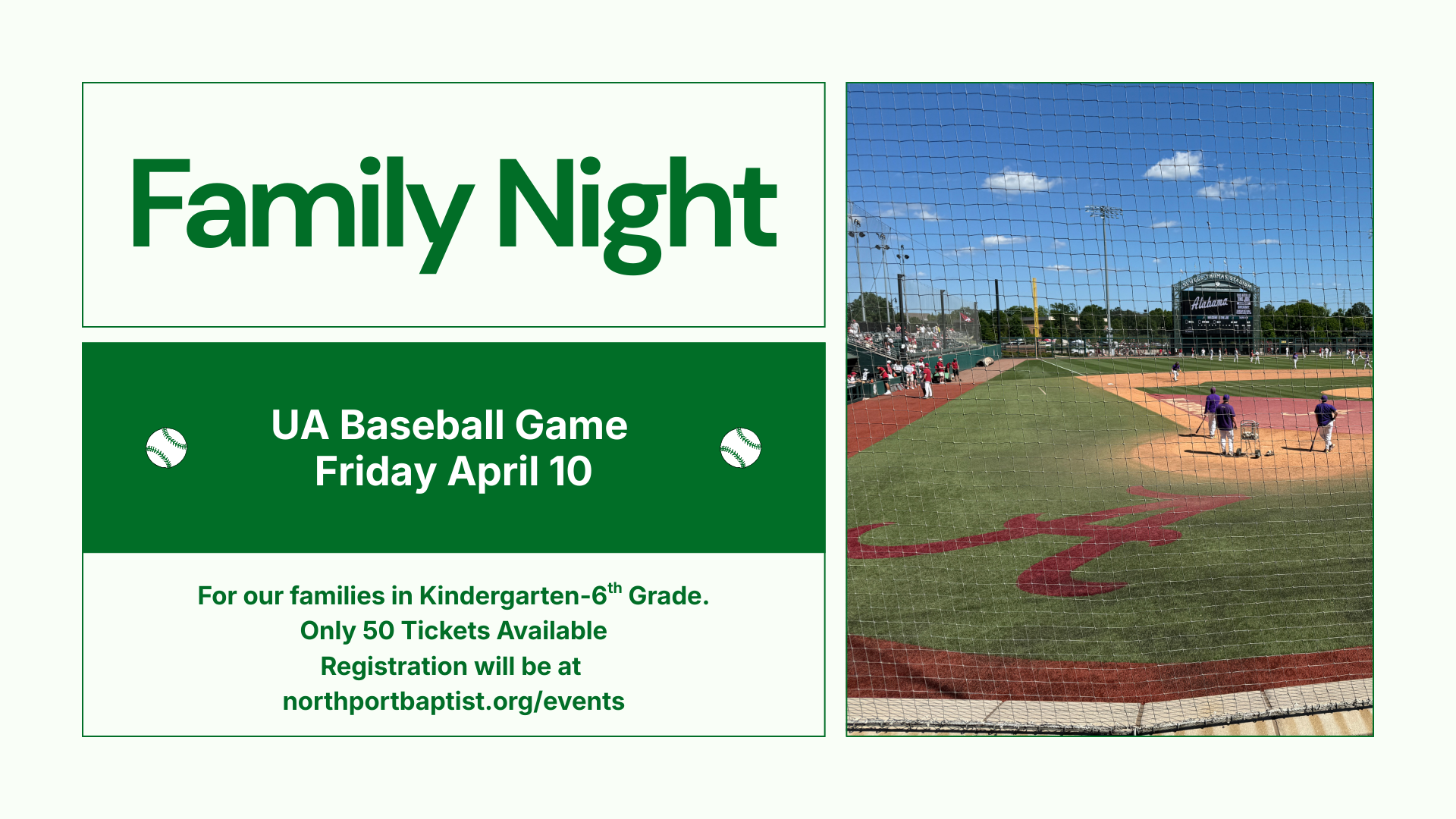 Family Night at UA Baseball Game