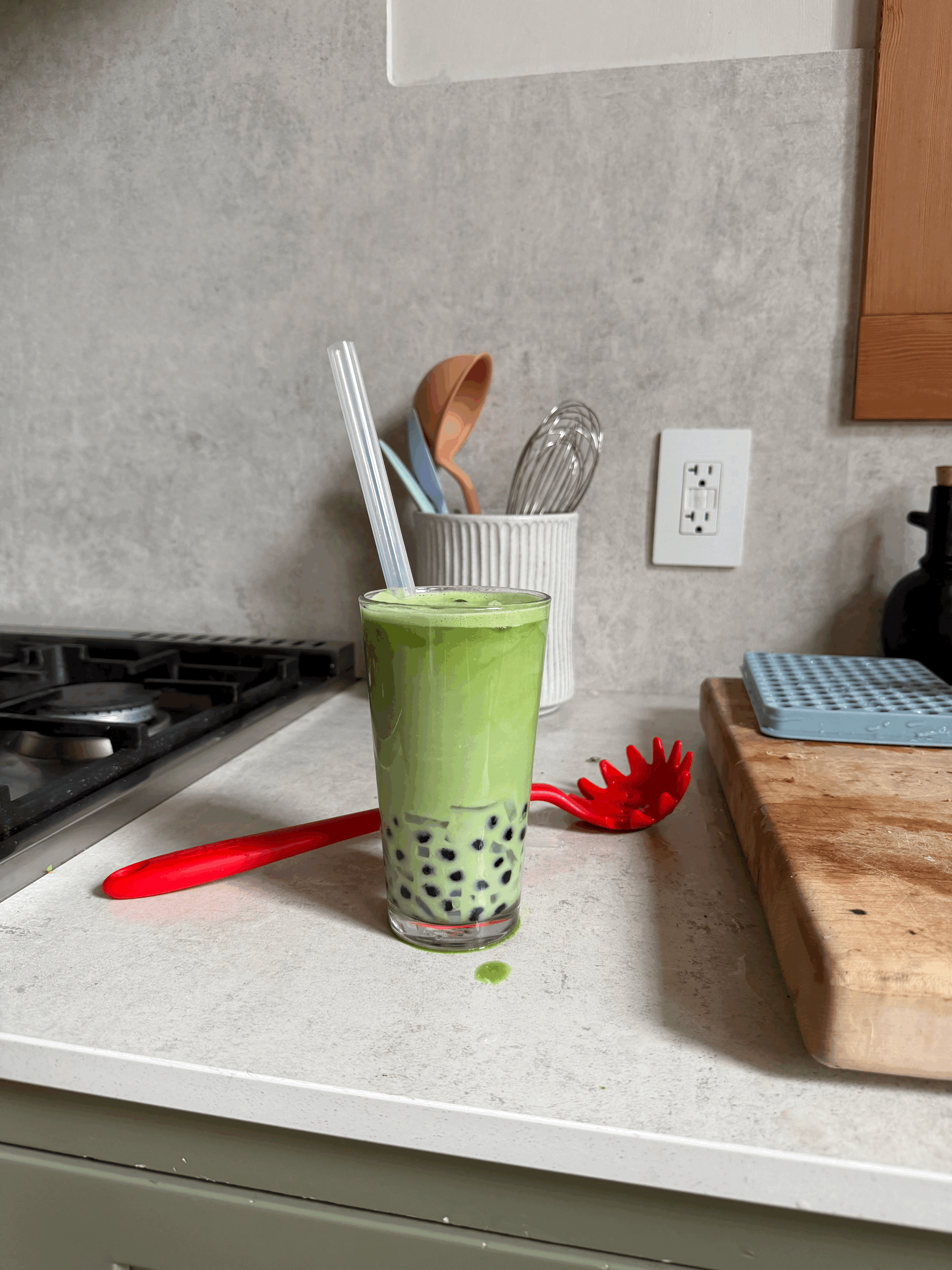 Cold Matcha Boba at Home