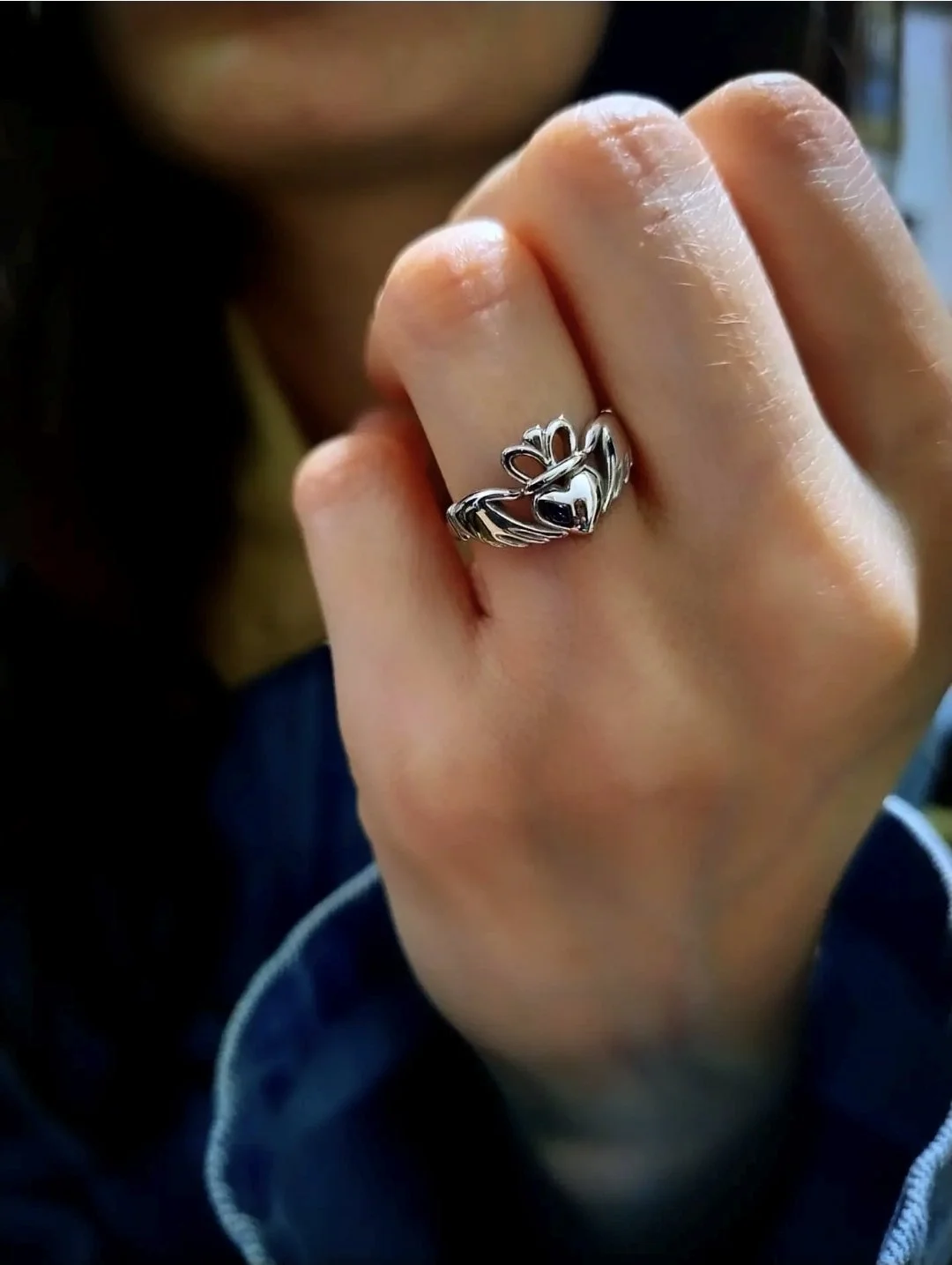 Silver Durrow claddagh ring