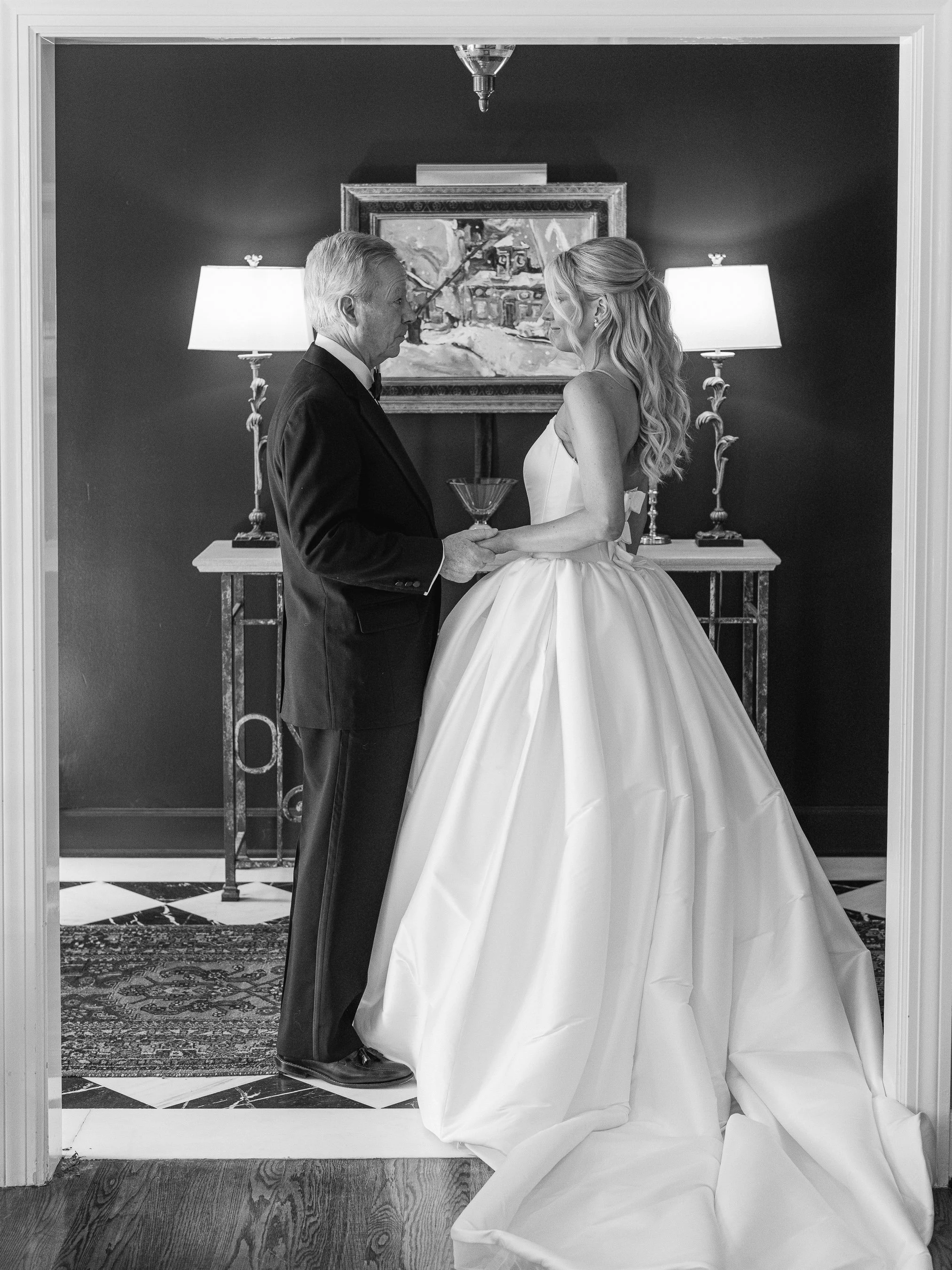 Bride and father first look in Nashville Wedding