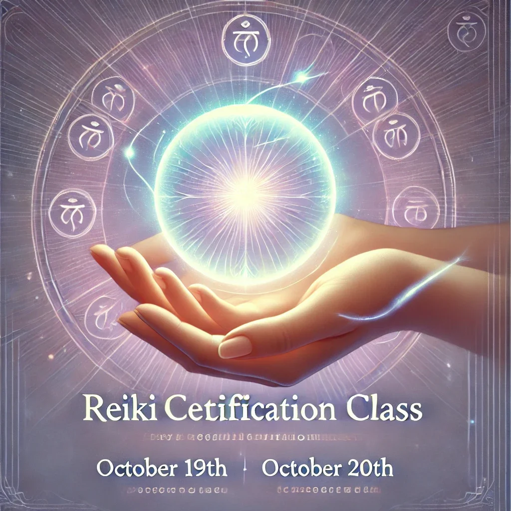 DALL·E 2024-09-09 12.10.06 - A serene, spiritual promotional image for a Reiki Certification Class, featuring a soft glowing orb of energy cupped by gentle hands. Light beams and .webp