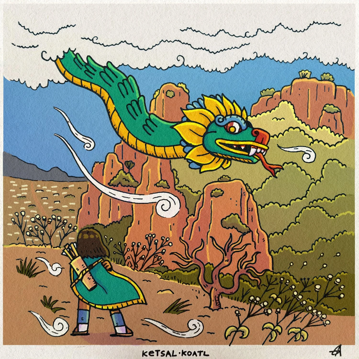 "Ketsal Koatl" Drawn by Gonzalo Alvarez