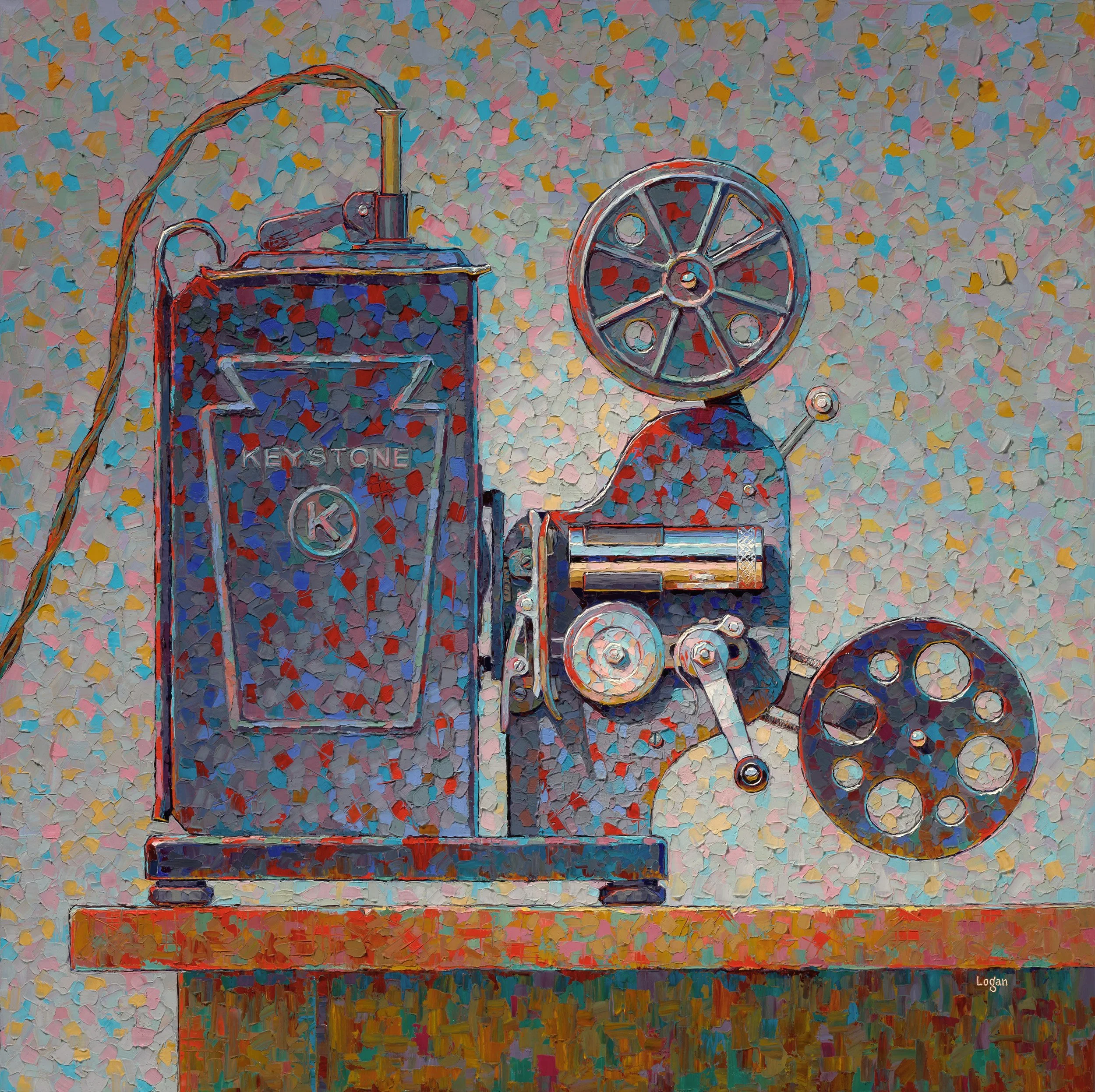 Keystone Hand Crank
 Projector • 30" x 30" • oil on canvas 