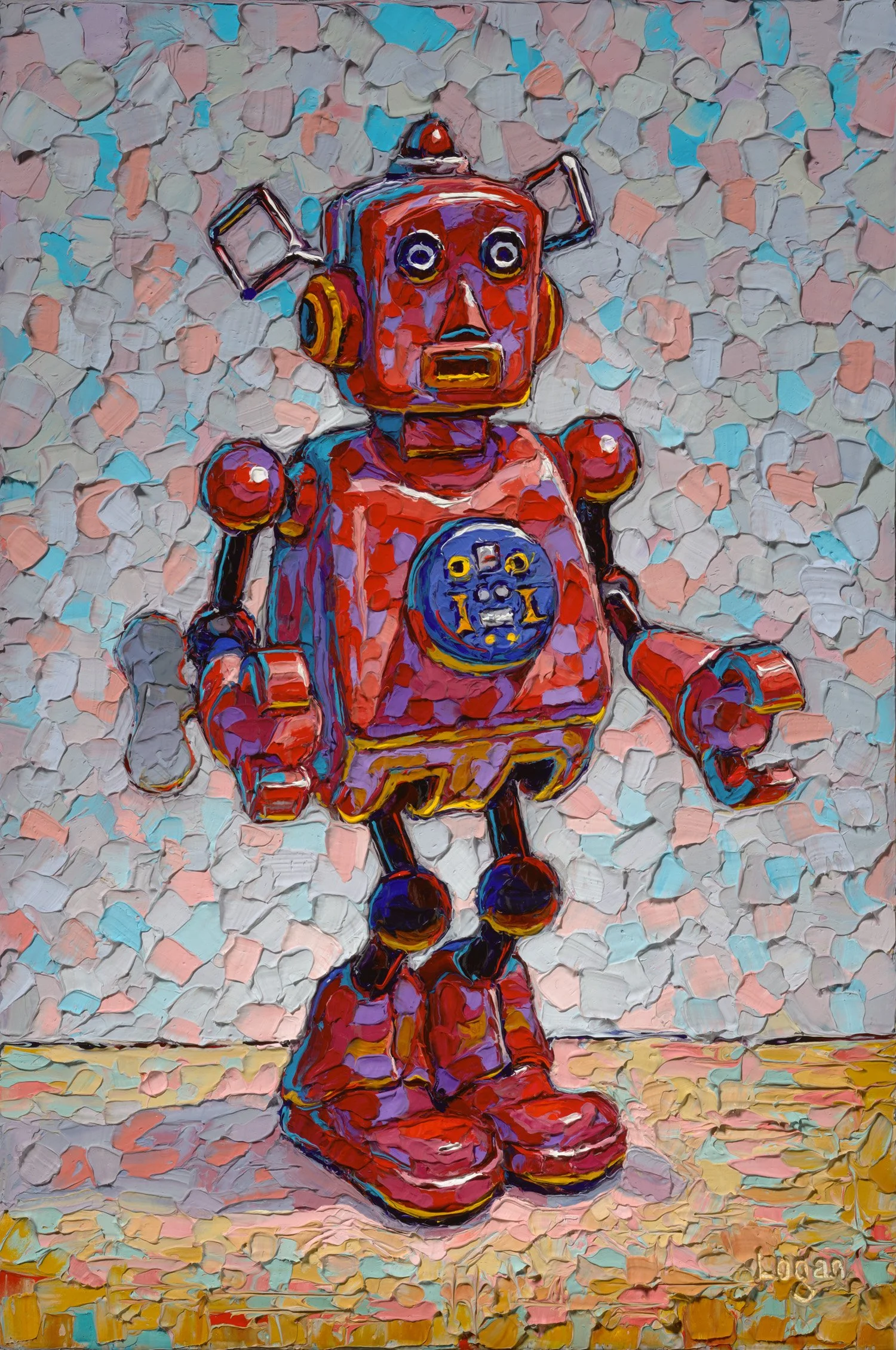 Wind-Up Planet Robot • 12" x 8" • oil on canvas