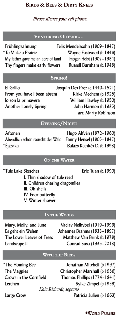 Birds & Bees & Dirty Knees Full Program — San Francisco Choral Artists