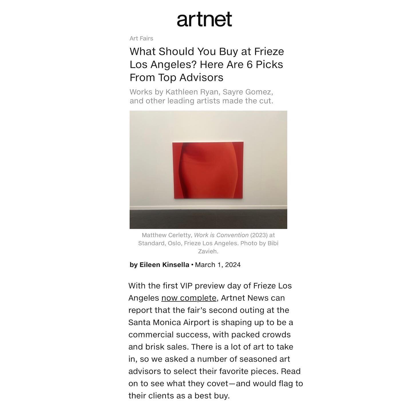 Last week I spoke with Artnet&rsquo;s @artnet Eileen Kinsella @ebkinsella about my top picks from Frieze LA @friezeofficial. The fair had so much artwork of high caliber but I narrowed my choices down to sculptures by two artists that I have been eye