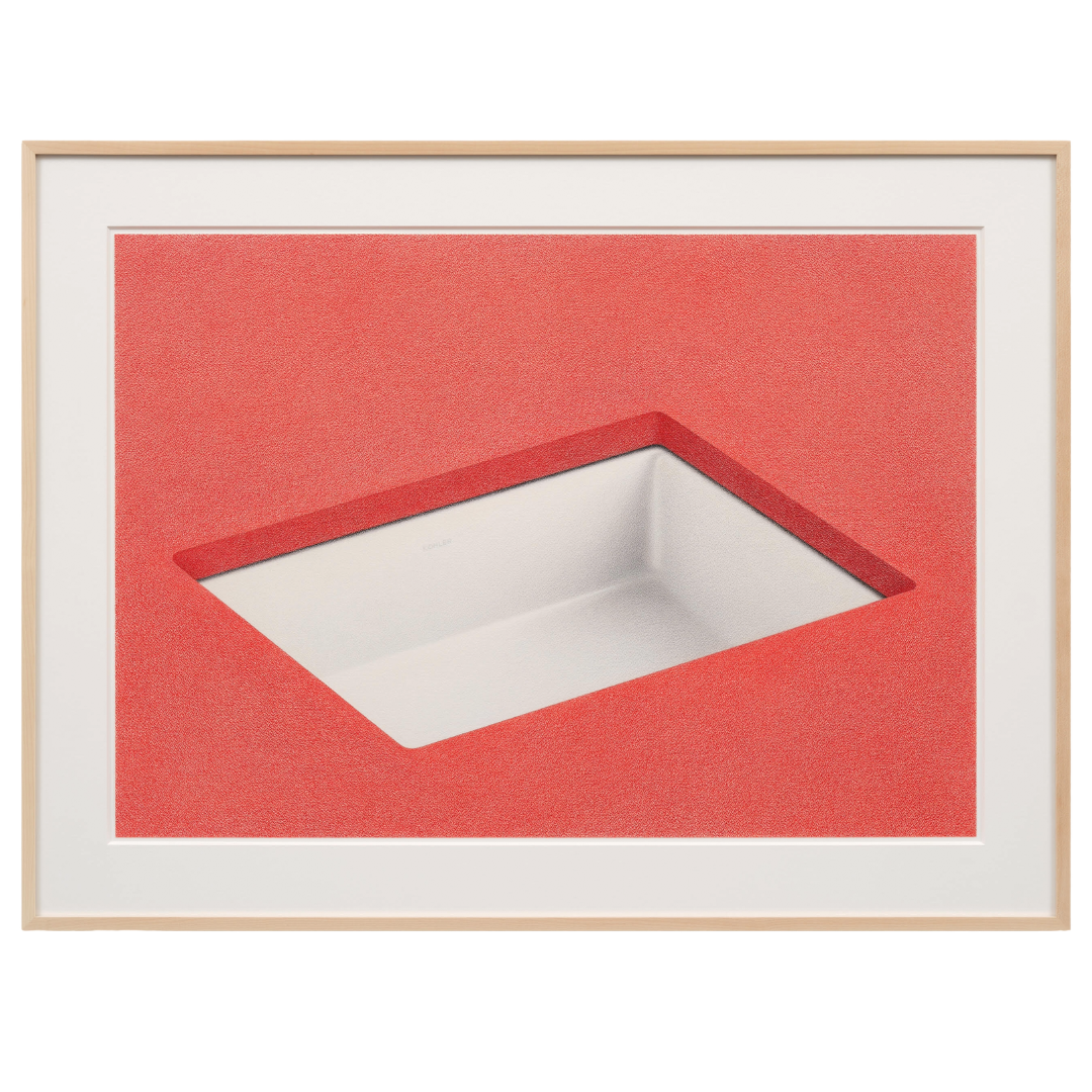  MATHEW CERLETTY  Red Vanity , 2026 Colored pencil on paper 