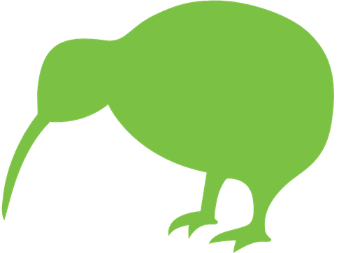 A green cartoon bird facing to the left.