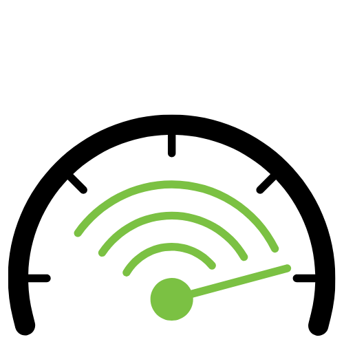 Wi-Fi signal icon with a green speed indicator