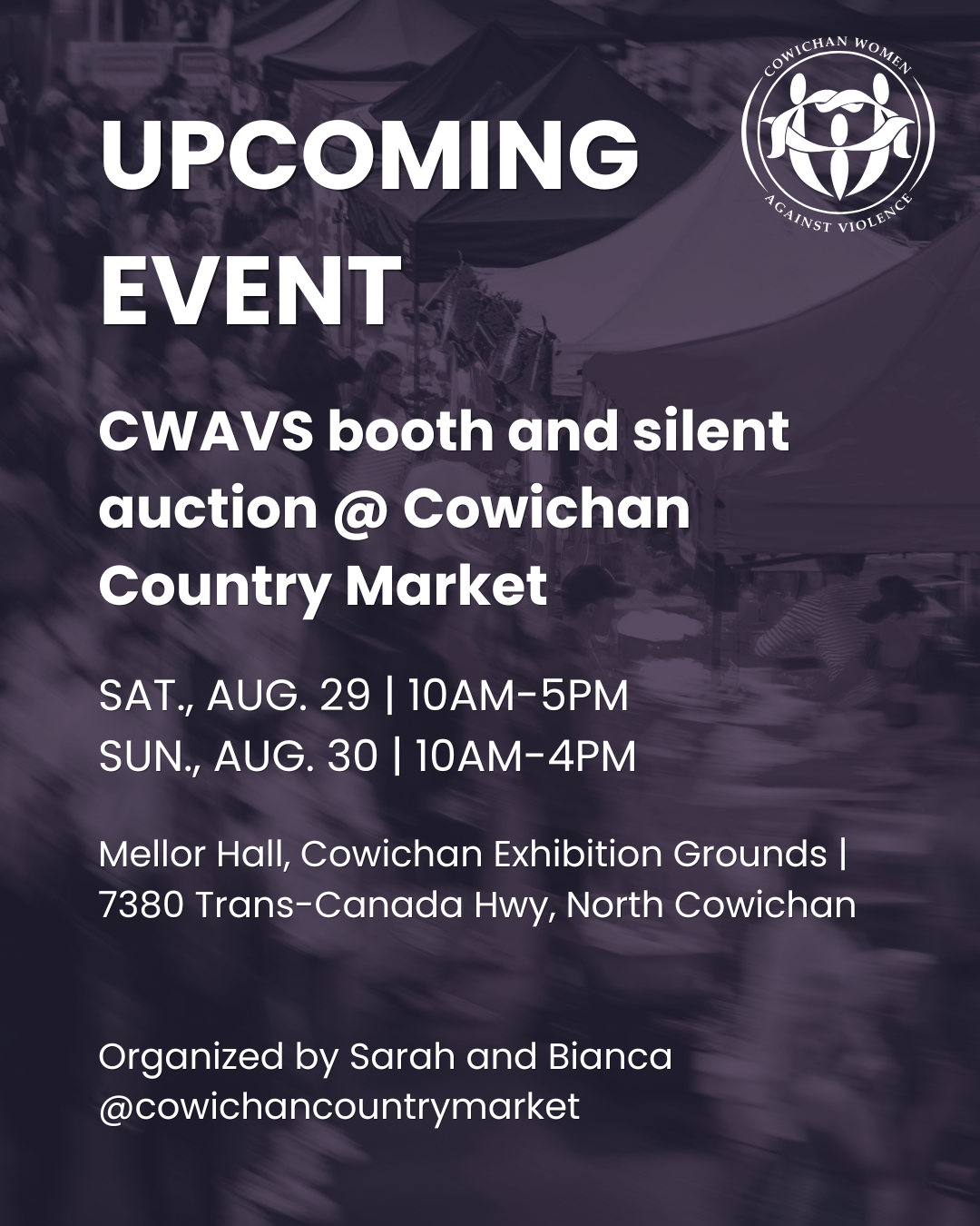 CWAVS Booth and Silent Auction @ Cowichan Country Market