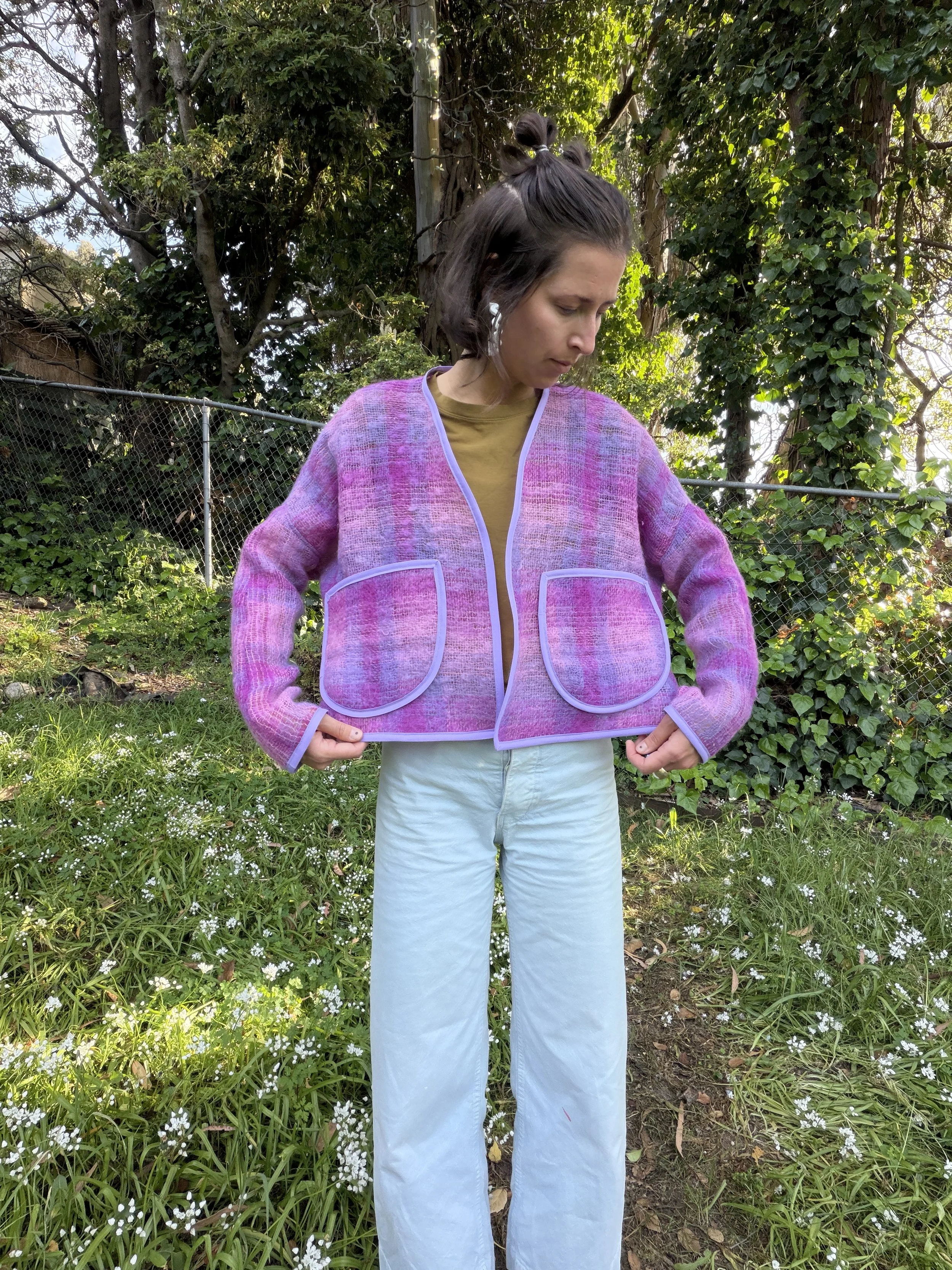 Pink Plaid Mohair Abbygail Coat | small