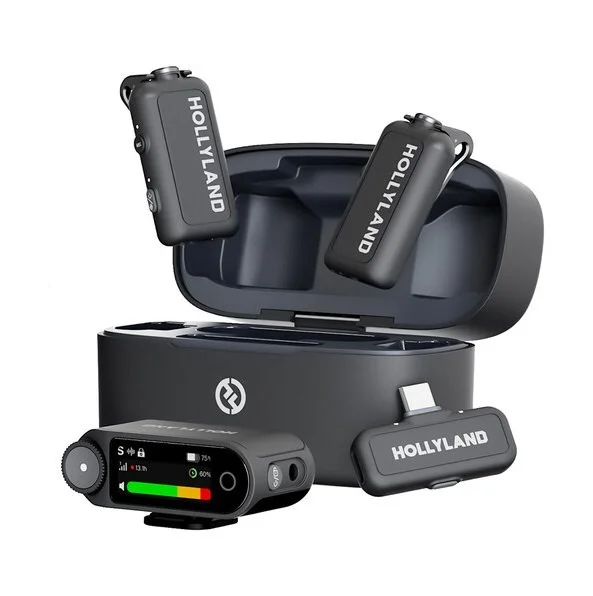 Sistema de micrófono inalámbrico Hollyland LARK MAX 2 Combo (2 mics) para cámaras y smartphones (gris espacial, 2,4 GHz) SKU: LARKMAX2COMBO2PERS