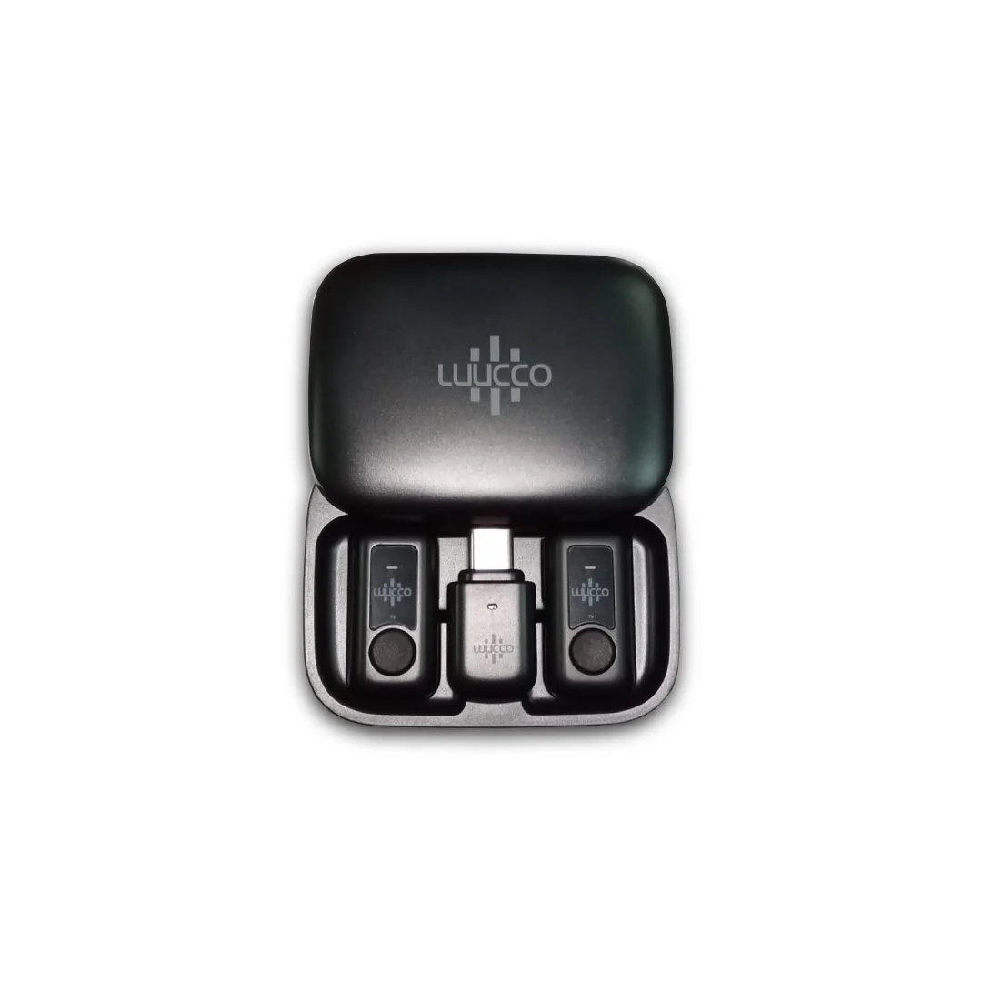 Micrófonos inalámbricos ultra-compactos USB-C para smartphones 2 mics Luucco Link2 color negro SKU: LINK2USB-C/BLACK
