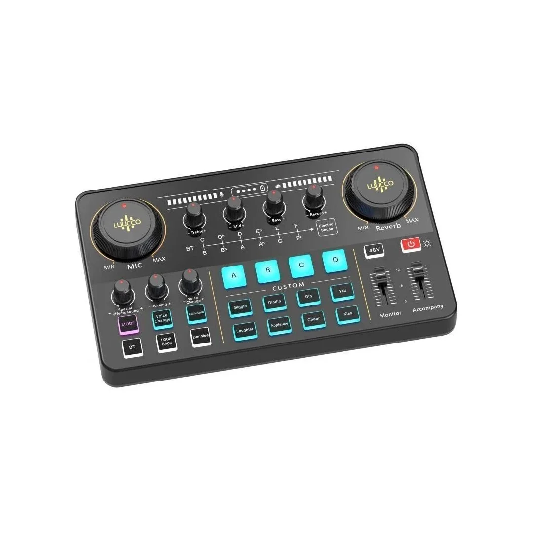 Interface de audio con mezcladora y tarjeta de sonido para streaming LUUCCO MI-2 SKU: MI-2