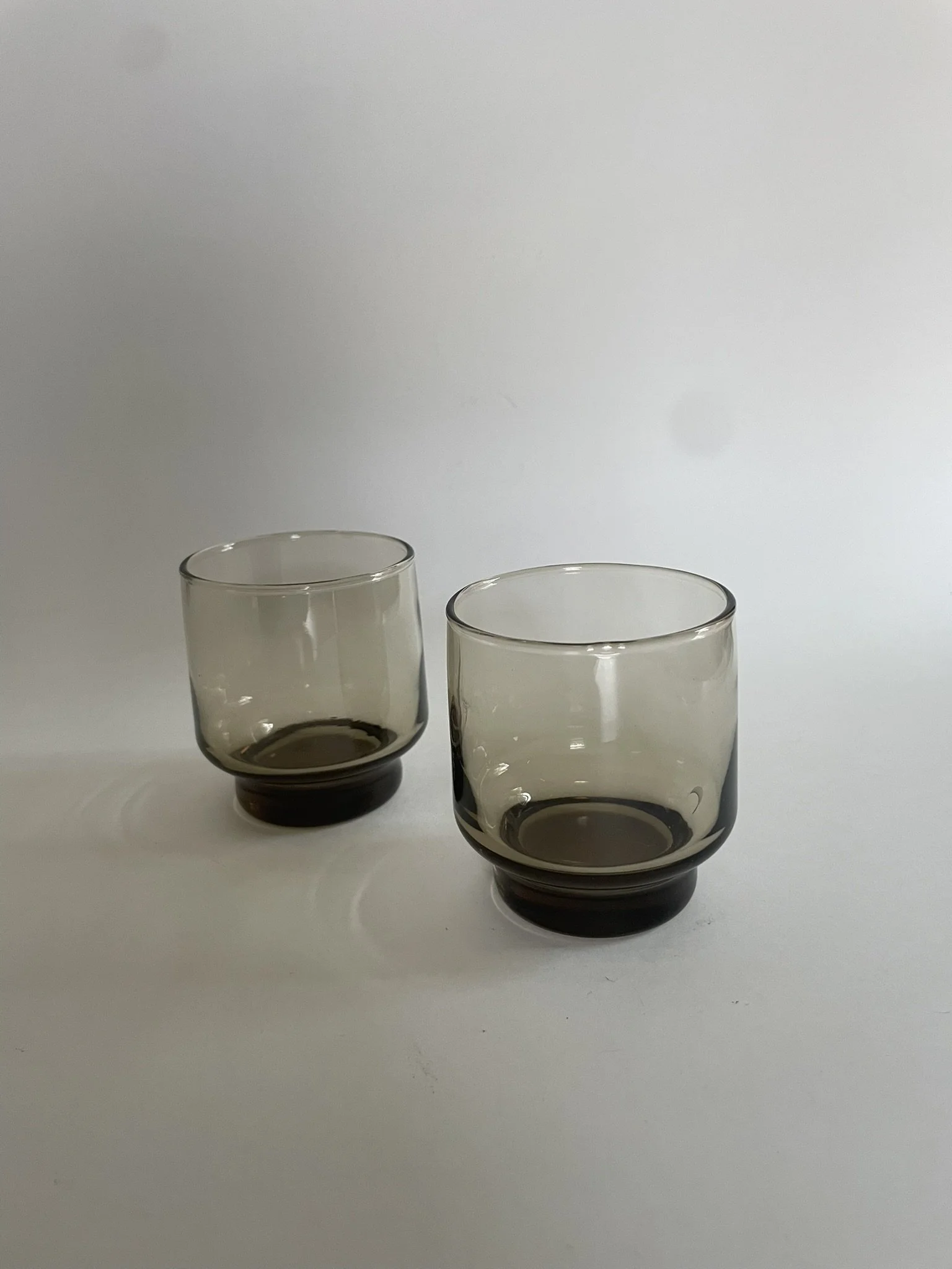 Vintage Smoke Glass Tumbler Set of 2