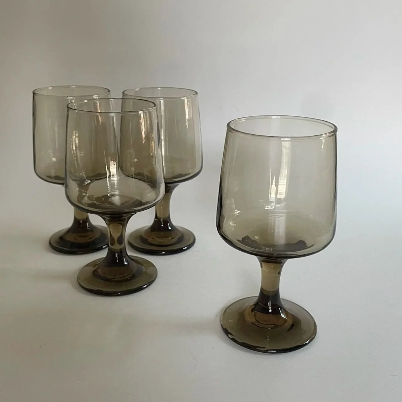 Vintage Smoked Glass Wine Glasses