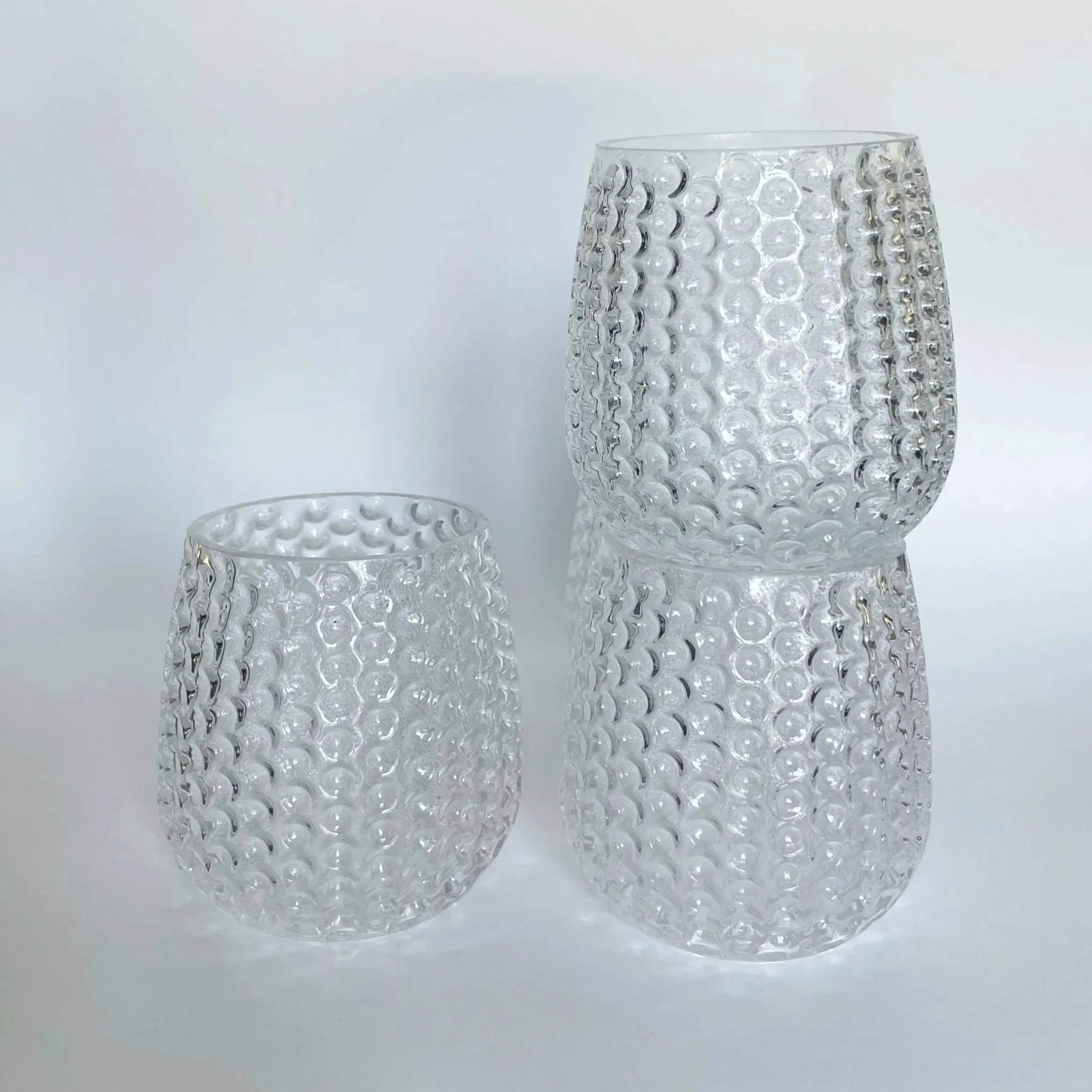 Vintage Textured Glass Candle Holders