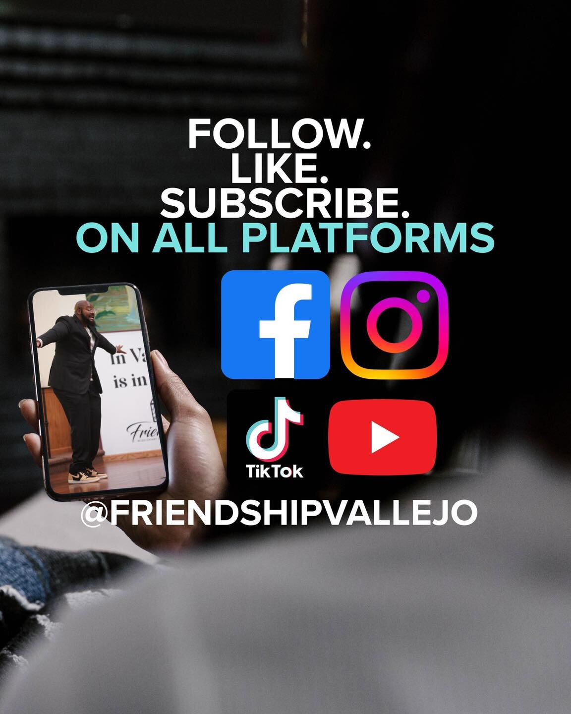 Subscribe to our Youtube Channel. -@FriendshipVallejo
Like our Facebook and Instagram - @FriendshipVallejo
Follow us on TikTok - @FriendshipVallejo
Follow us on Threads - @friendshipvallejo
Join our Text list by Texting - &ldquo;FMBCJoin&rdquo; to 84