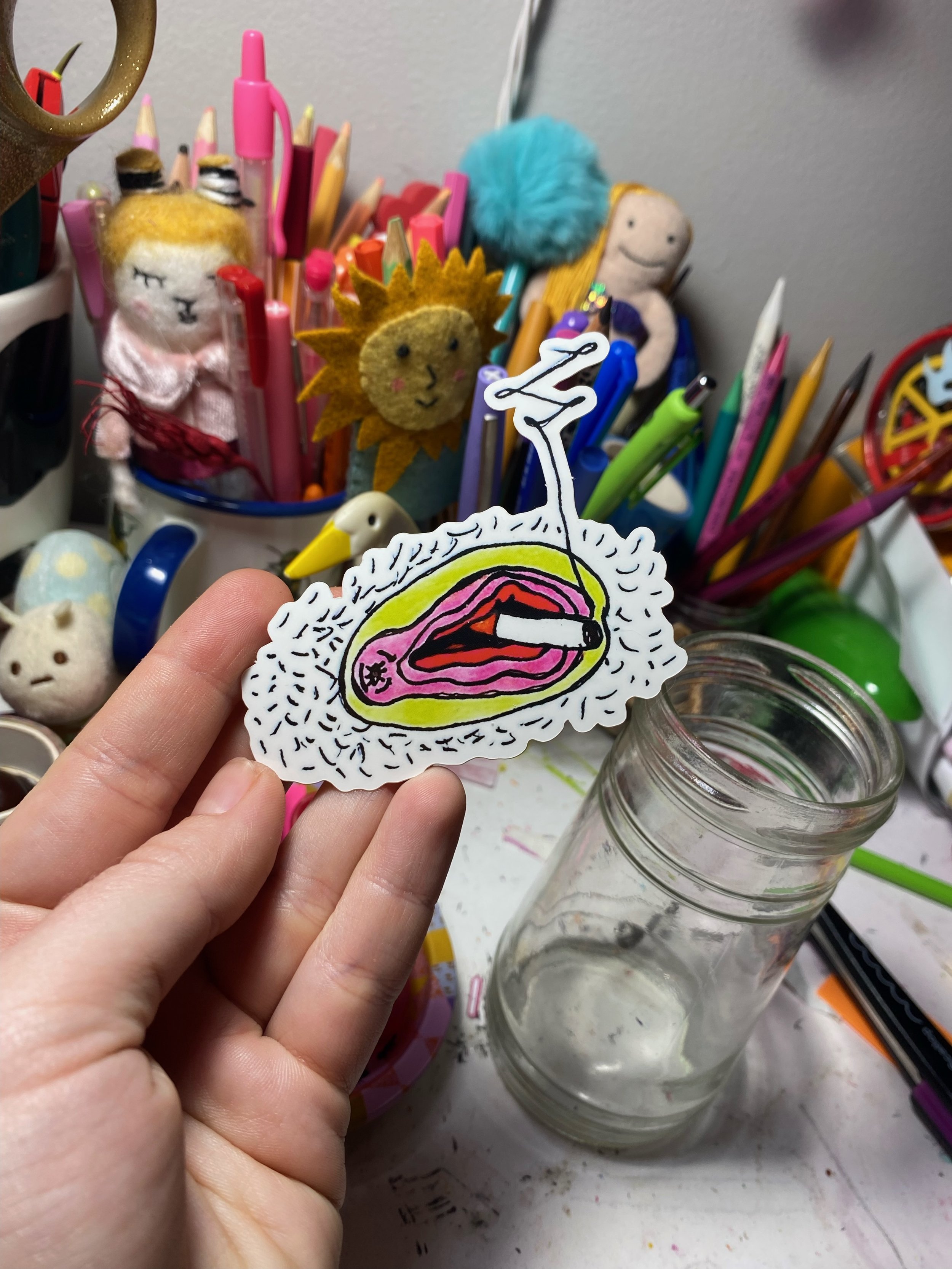 Smoking Vag glossy sticker