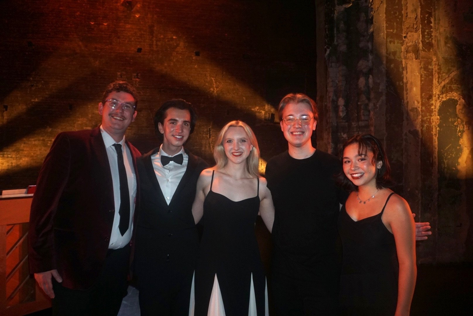 The creative team and cast of Jarod & Julia: Live at The Southern. (Left to right): Wesley Frye (Pianist), Jarod-Connor Moss, Julia Bell, Matthew Walsh (Lighting Designer), Audrey Mojica.