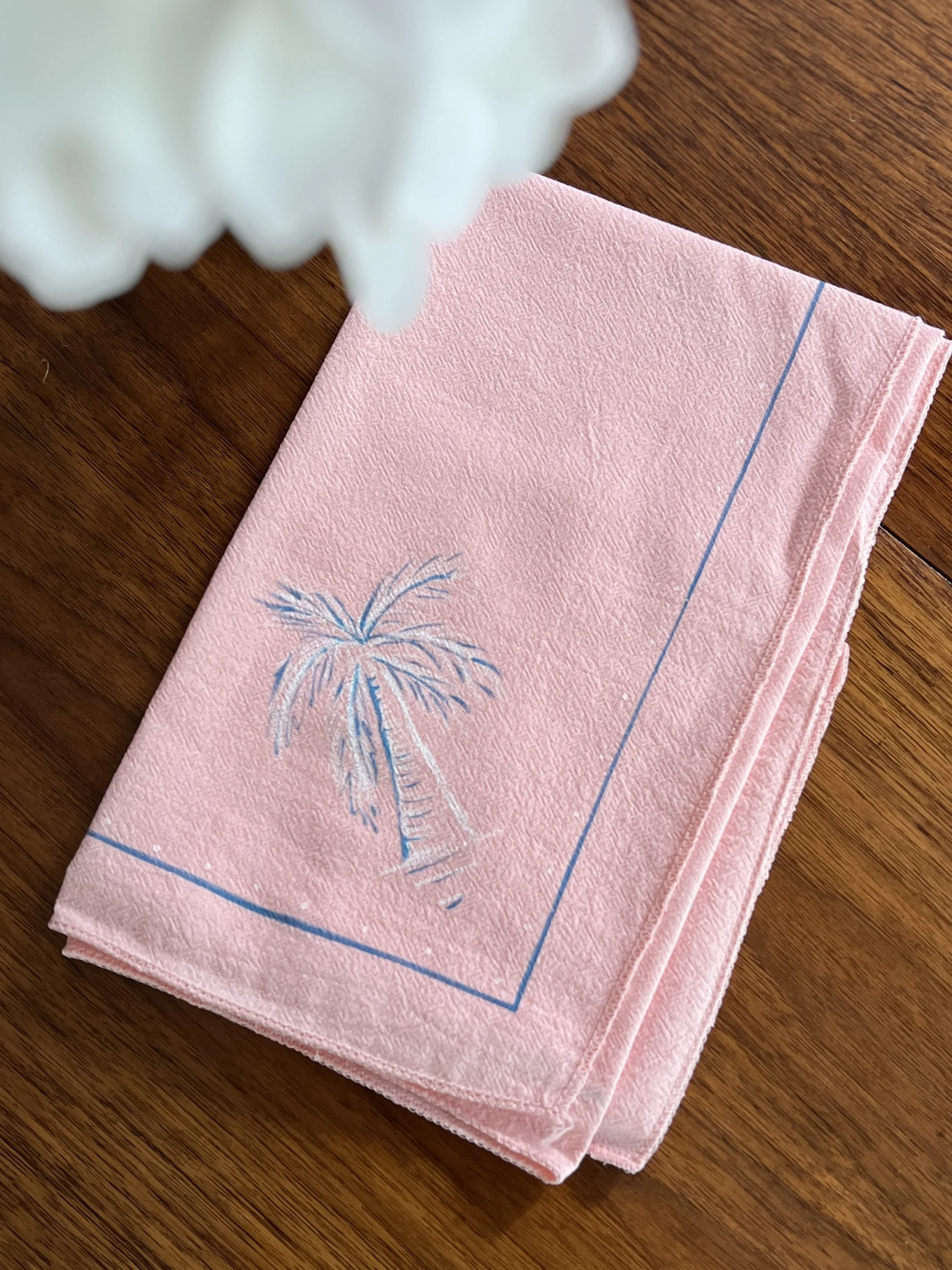 Hand-Painted Cotton Bandana | Palm Tree in PInk