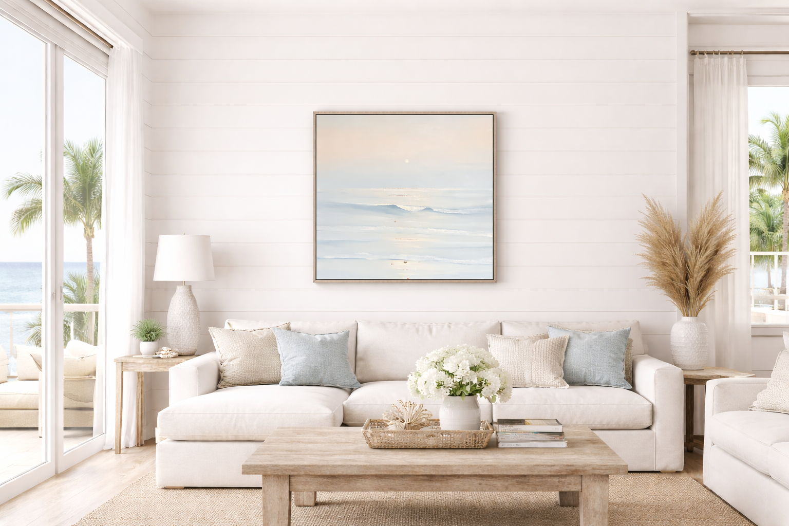 soft pastel acrylic coastal seascape painting by Justine Palkowski