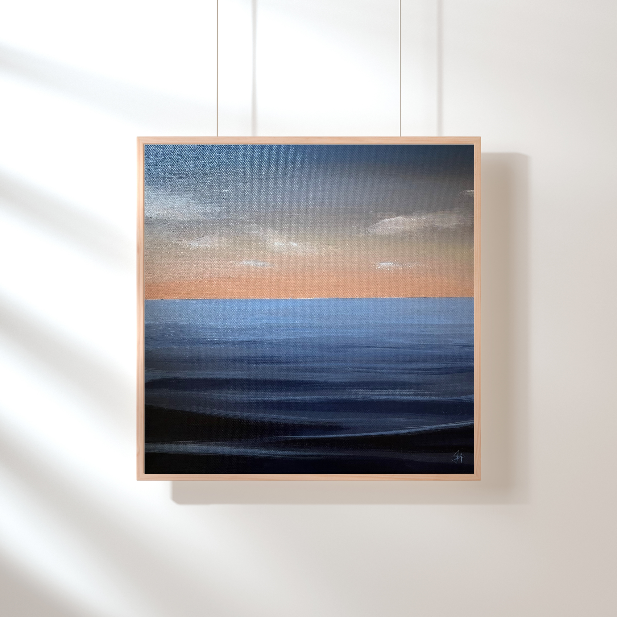 Coastal painting of ocean water by coastal artist Justine Palkowski