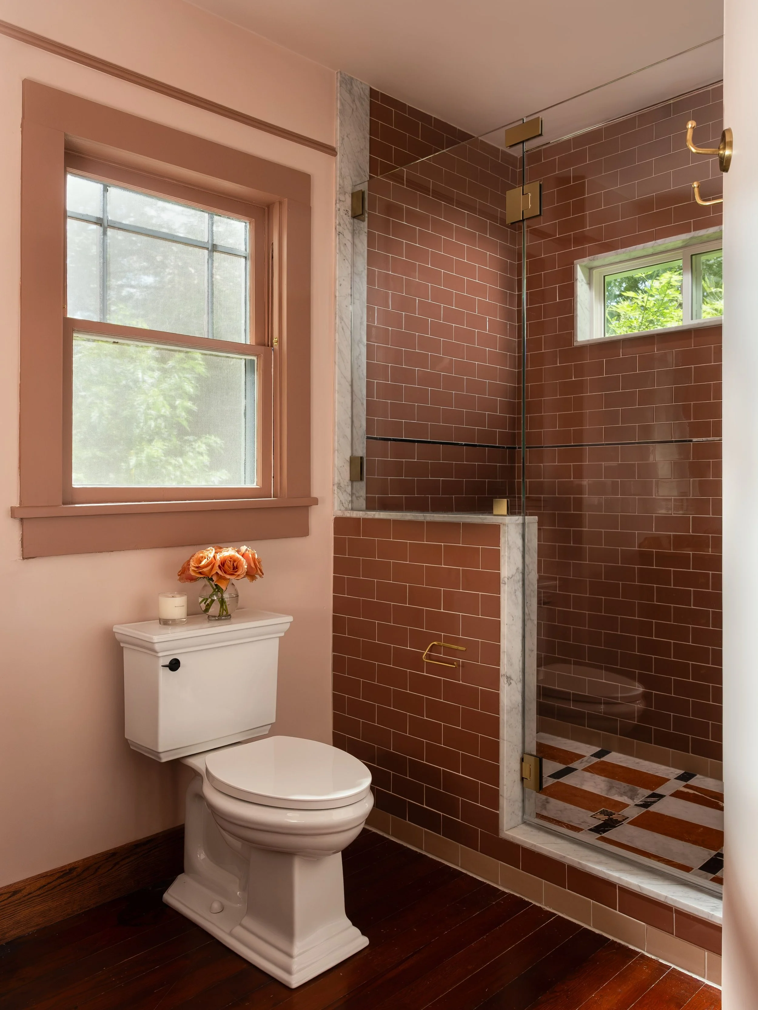 The art of preservation&hellip; 

The original alcove was occupied by a massive jacuzzi style tub, which my client never used. We traded the tub for a walk-in shower. 

I designed the shower footprint large enough to where we could keep the original 