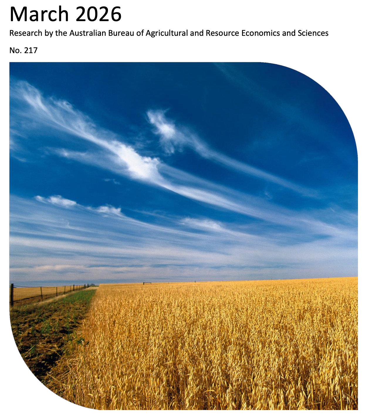 'March 2026' by the Australian Bureau of Agricultural and Resource Economics and Sciences
