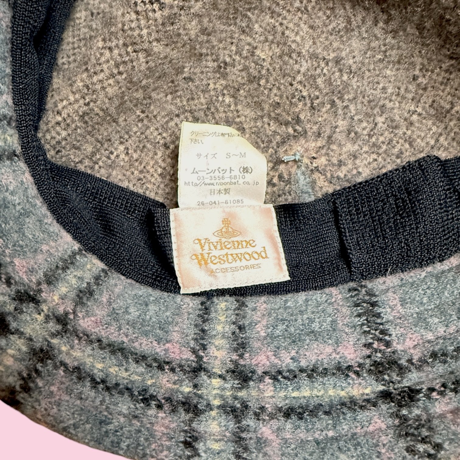 viviennewestwoodgreyplaidslouchhat4.JPG
