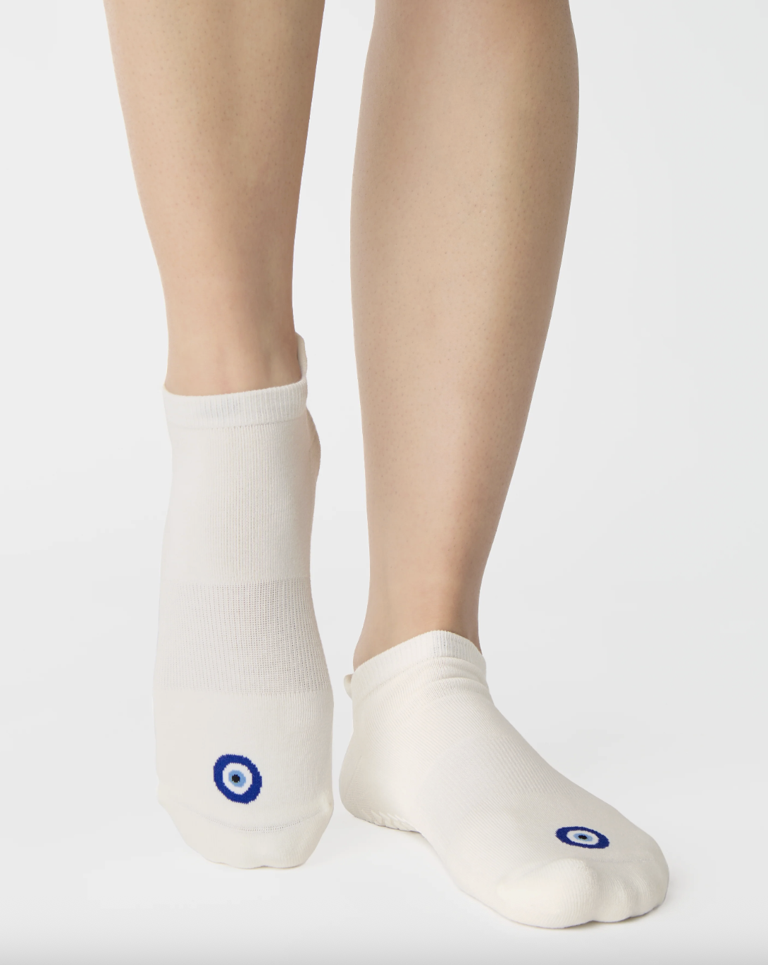 Pointe Studio Evil Eye Full Foot Grip Sock- WHITE