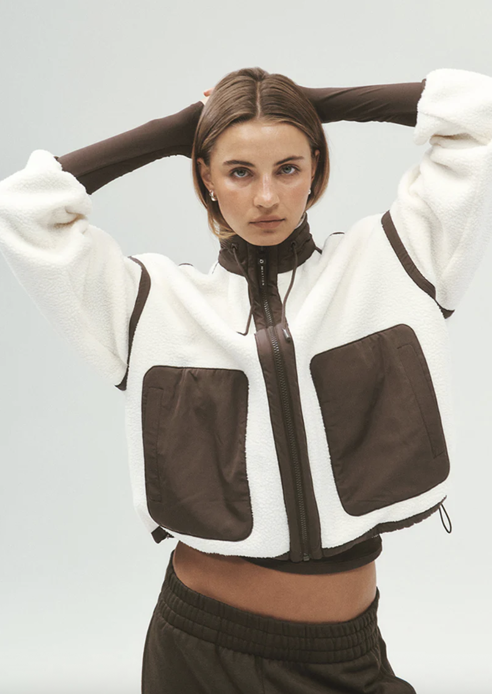 P.E Nation Lennon Sherpa Jacket- WHISPER WHITE & COFFEE