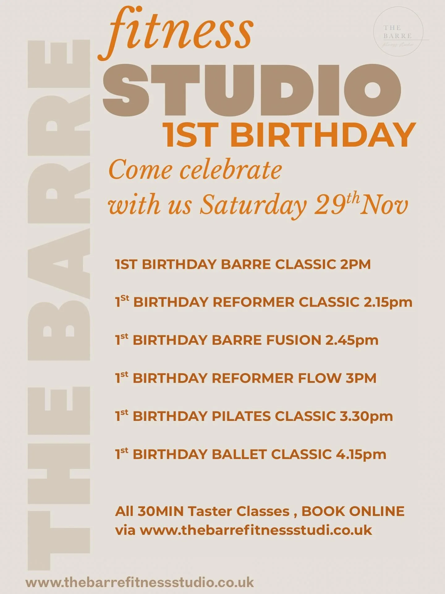 Bath is turning one!! 🪩🍒🧡

Whether you&rsquo;re an existing member or not been to our studio yet, come and celebrate with us! 

Date: Saturday 29th of November 

We are hosting a day full of taster sessions where you can try out new formats, give 