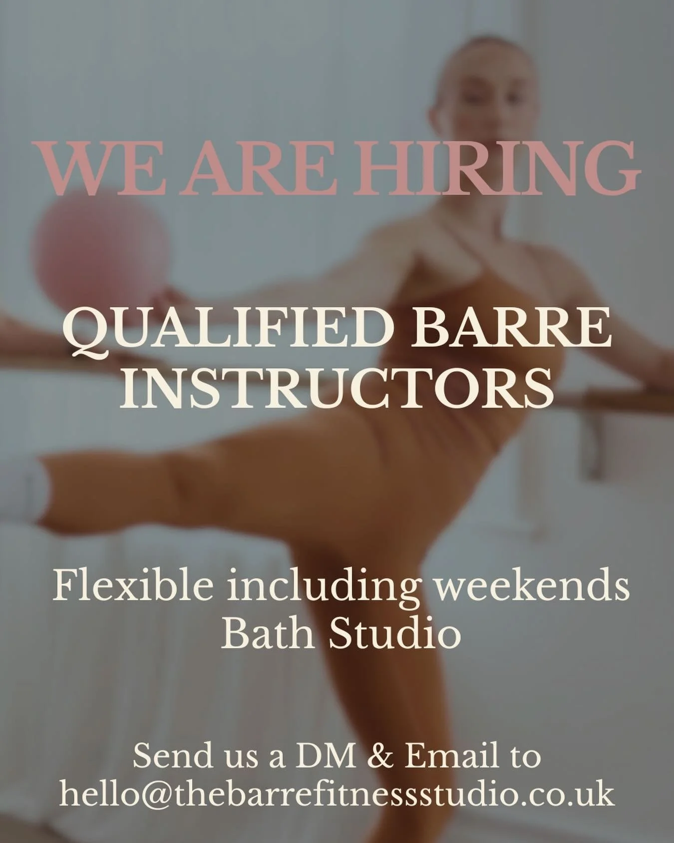 🪩 Exciting news from our Bath studio 🪩 We&rsquo;re on the lookout for a Qualified Barre Instructor to join our team!

This is a chance to be part of a supportive community of talented instructors and teach some of the most committed and inspiring s