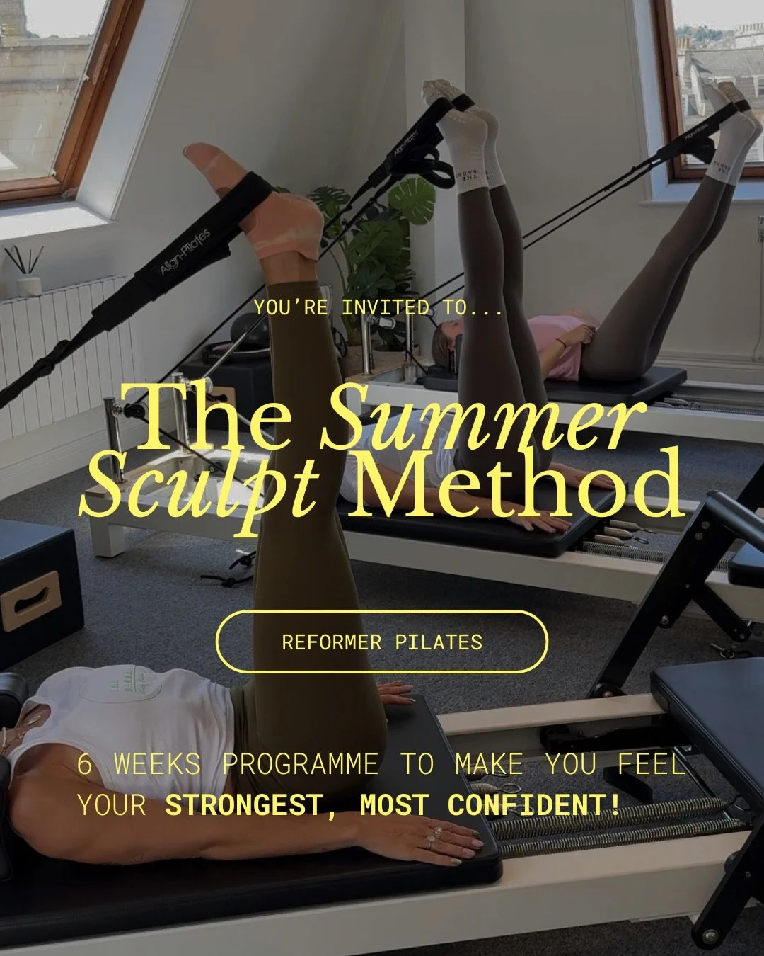 Something new is here and we could not be more excited. 🪩

Introducing The Summer Sculpt Method - Reformer Pilates edition. 

Our first ever 6-week Reformer programme, starting 1st May at the Bath Studio

This is not just a class pack. It is a full 