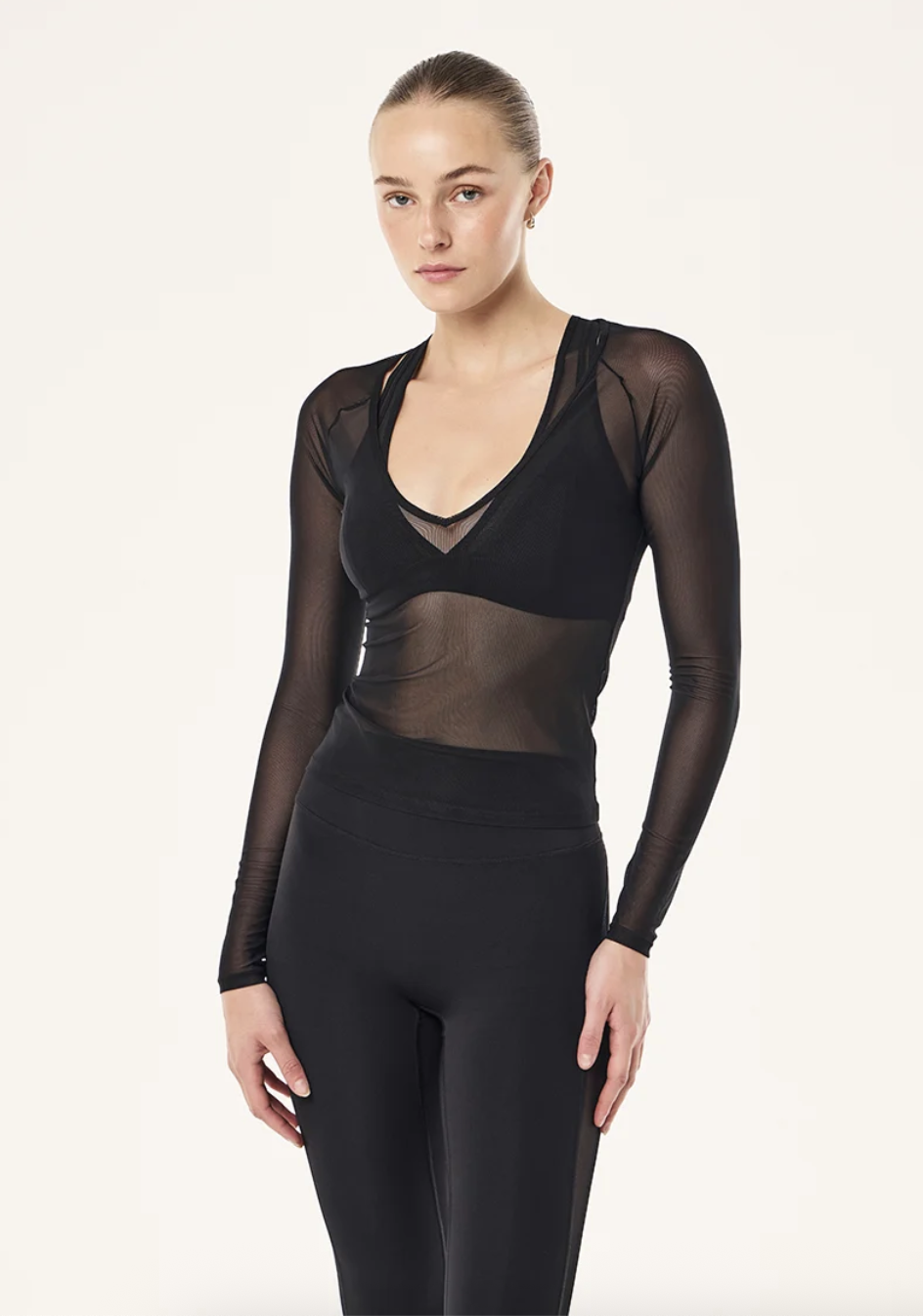 P.E Nation All Out Mesh Long Sleeve Top- BLACK