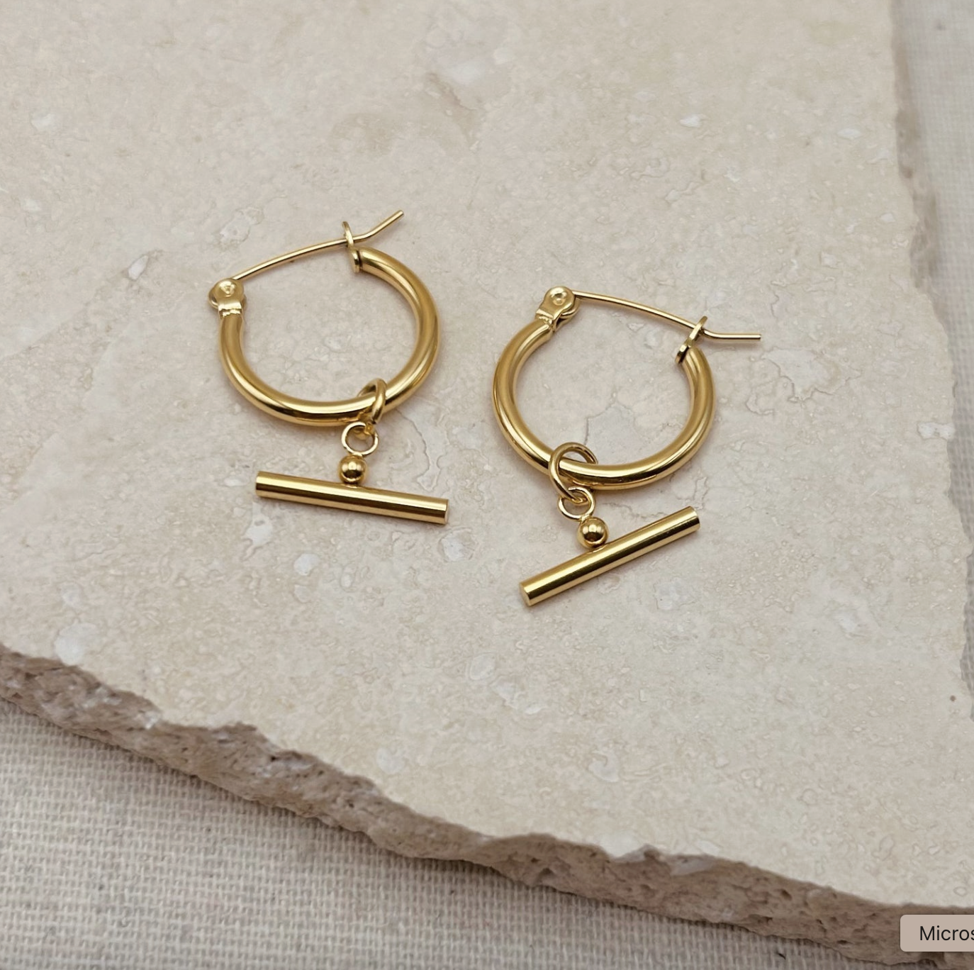 Little Nell Jewellery Everyday Lightweight Gold Bar Hoops