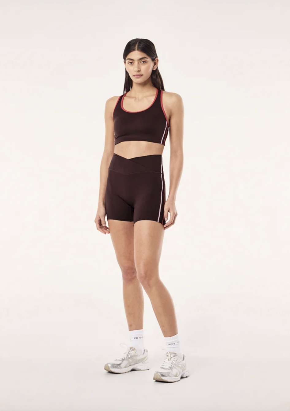 P.E Nation Clarity 5" Bike Short- Dark Plum & Strawberry
